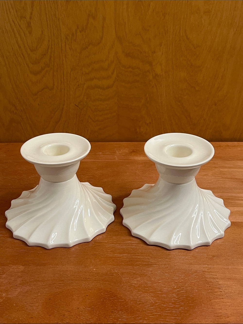 Vintage Copeland Spode White Bone China Taper Candlestick Holders - Pair